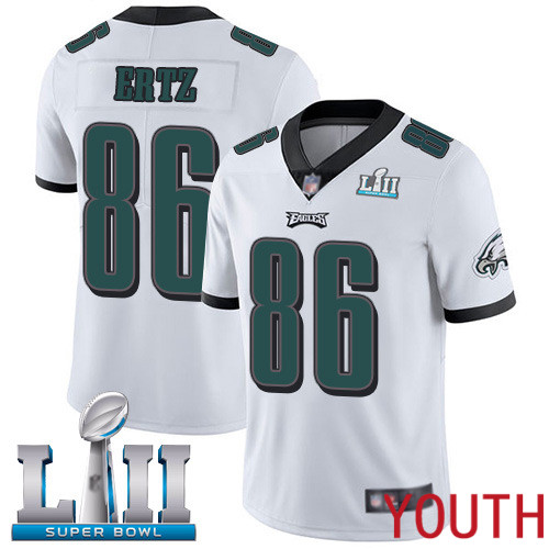 Youth Philadelphia Eagles #86 Zach Ertz White Vapor Untouchable NFL Jersey Limited Player Super Bowl LII Football->youth nfl jersey->Youth Jersey